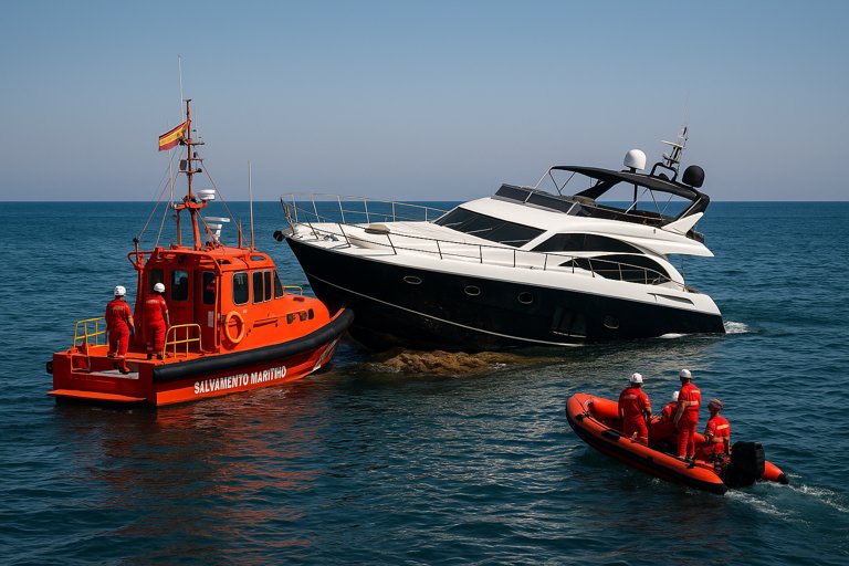 Las autoridades responden al accidente de un yate de lujo en la Costa del Sol y descubren 1,5 millones de euros a bordo